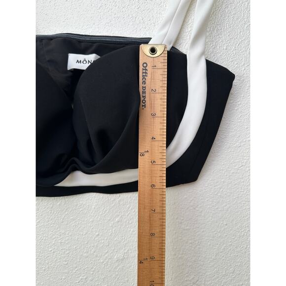 Mônot Black White Contrast Bustier Bra Crop Top Women’s Size 6 - Picture 14 of 16